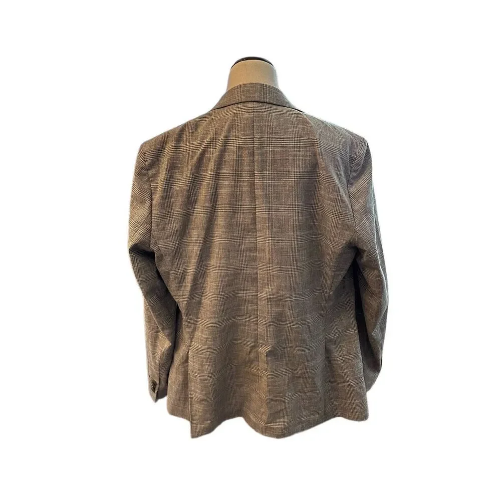 Banana Republic Slimfit Gray Plaif Summer Weight Blazer Sz 44R